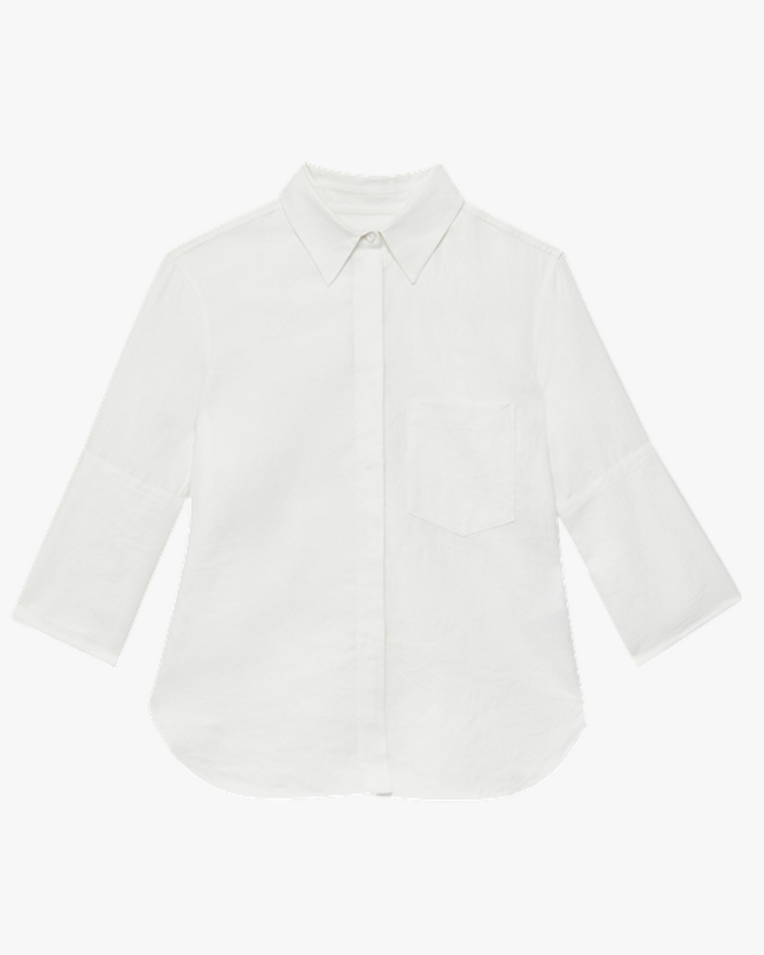 Another Tomorrow Linen French Cuff Blouse in Off White – Linen Women's Top