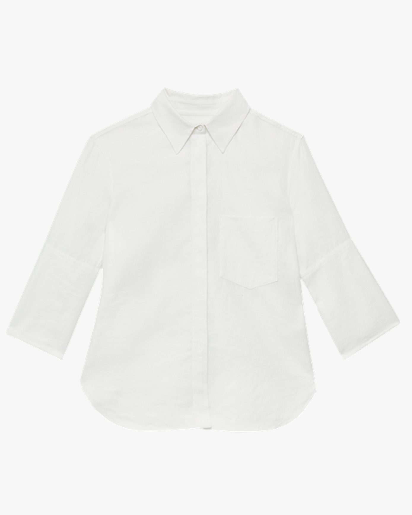 Another Tomorrow Linen French Cuff Blouse in Off White – Linen Women's Top