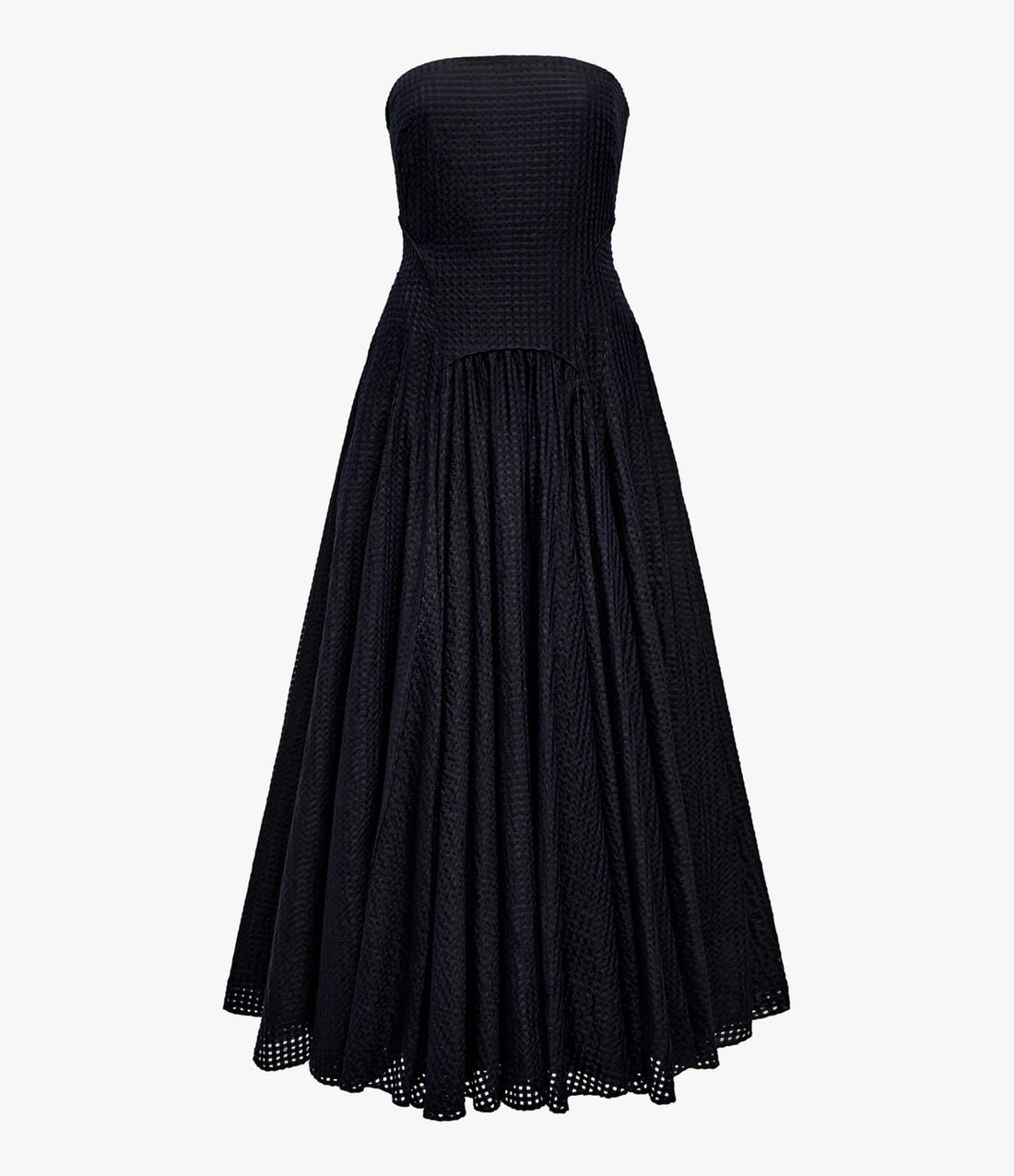 Another Tomorrow Full Skirt Gingham Dress in Black – Viscose Women's Dress
