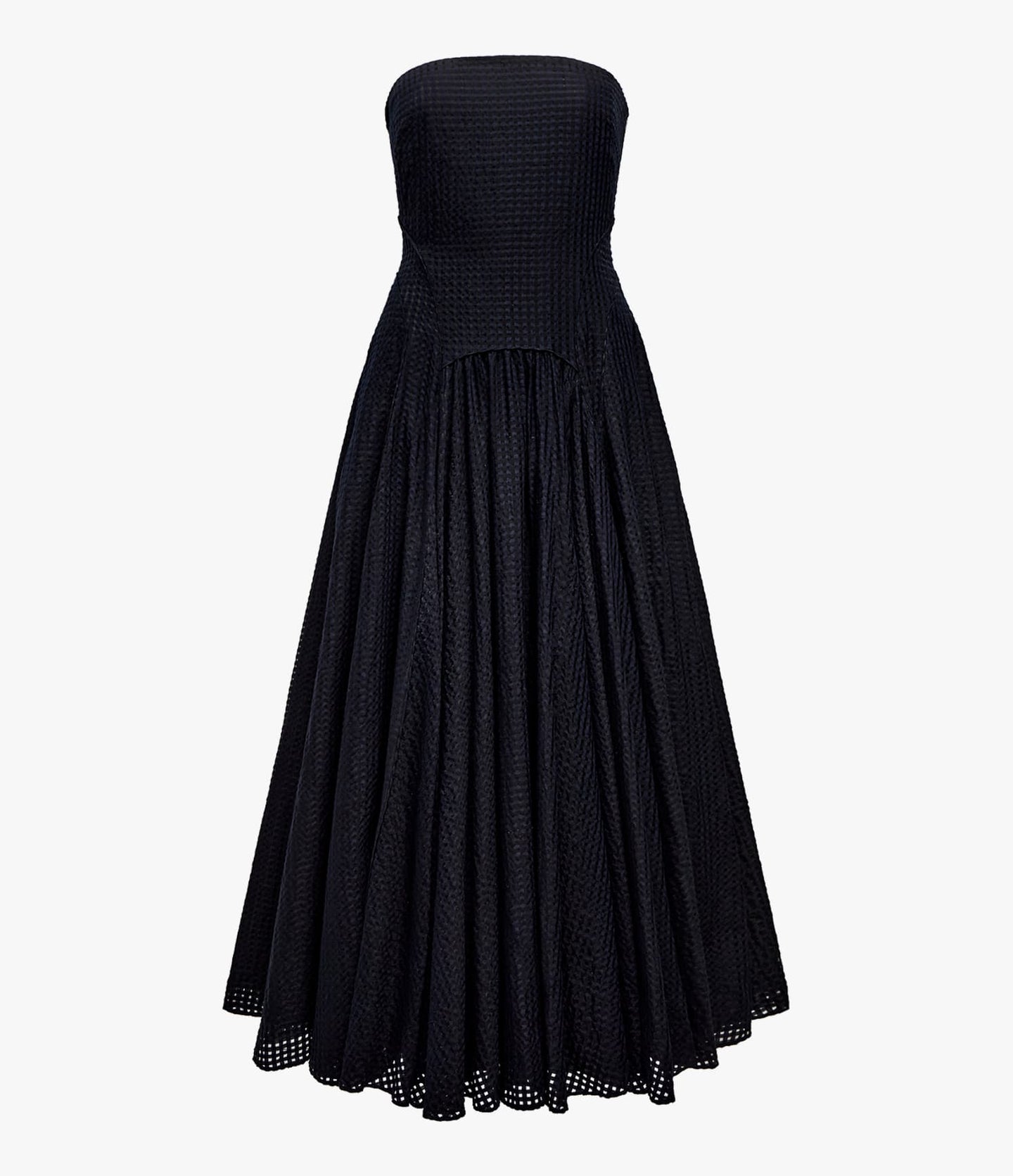 Another Tomorrow Full Skirt Gingham Dress in Black – Viscose Women's Dress