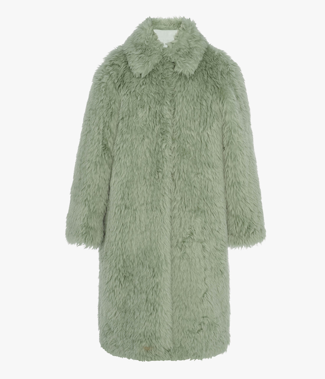 Another Tomorrow Fur Balmacaan in Celadon – Wool Women's Outerwear