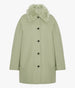 Another Tomorrow Fur Collar Balmacaan in Celadon – Wool Women's Outerwear