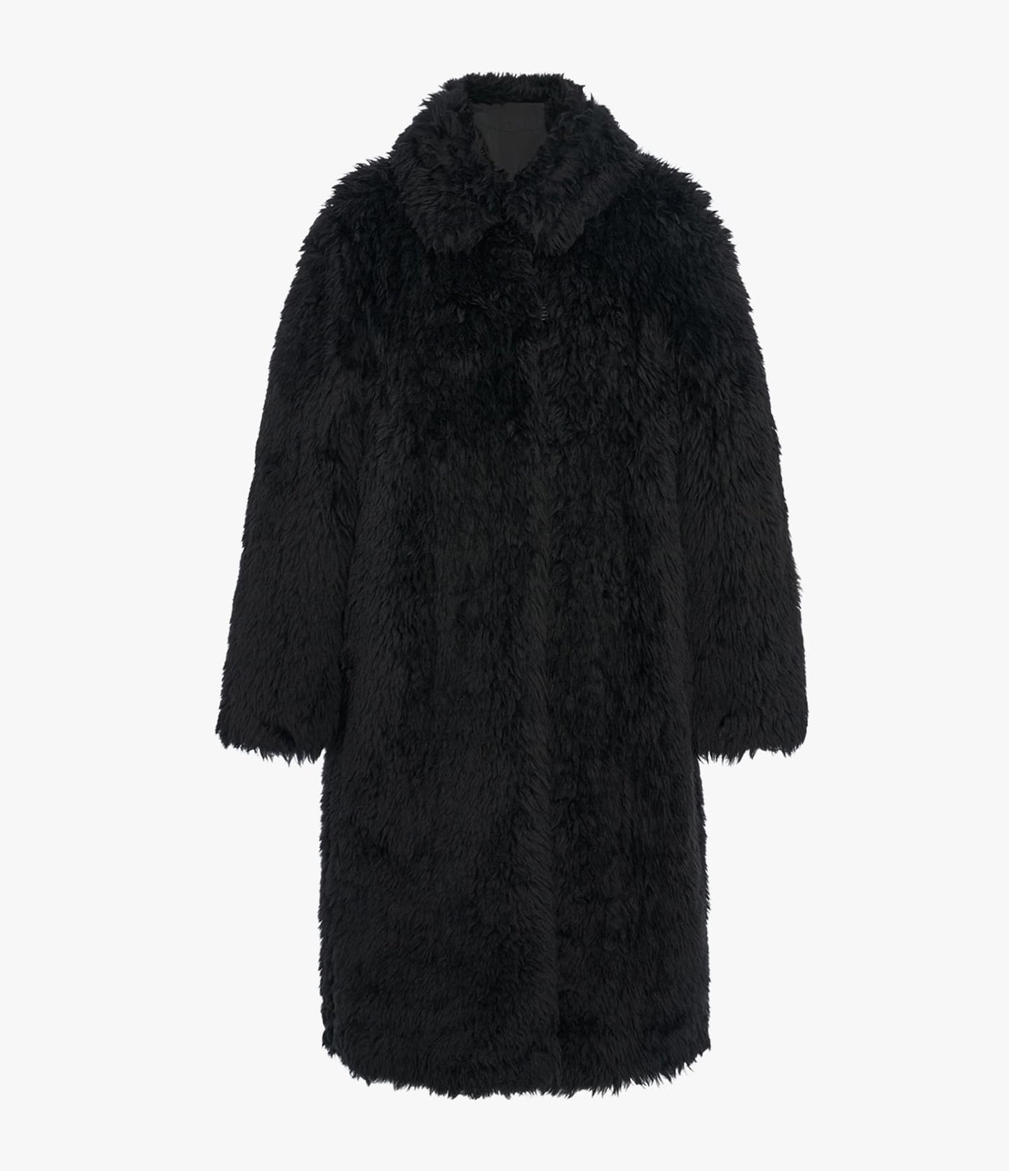 Another Tomorrow Fur Balmacaan in Black – Wool Women's Outerwear