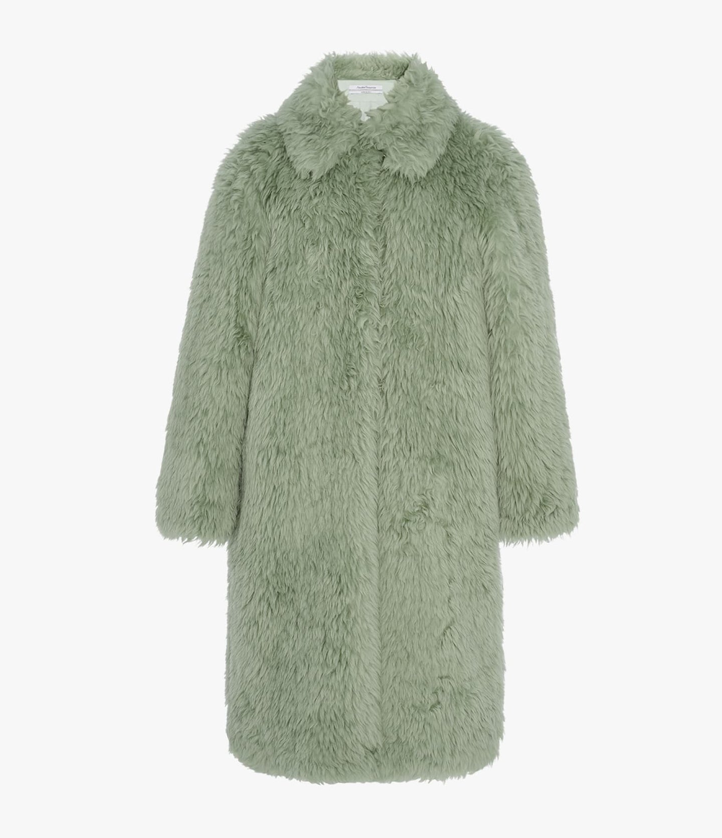 Another Tomorrow Fur Balmacaan in Celadon – Wool Women's Outerwear