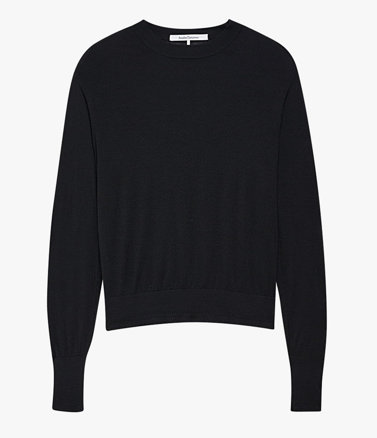 Another Tomorrow Featherweight Crew in Black – Wool