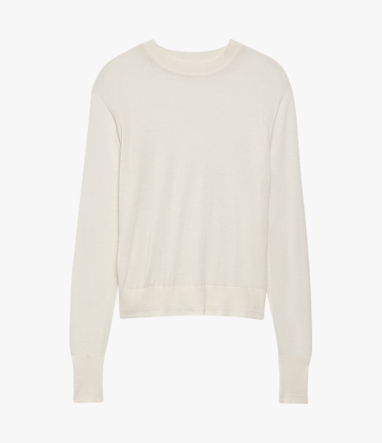 Another Tomorrow Featherweight Crew in Off White – Wool