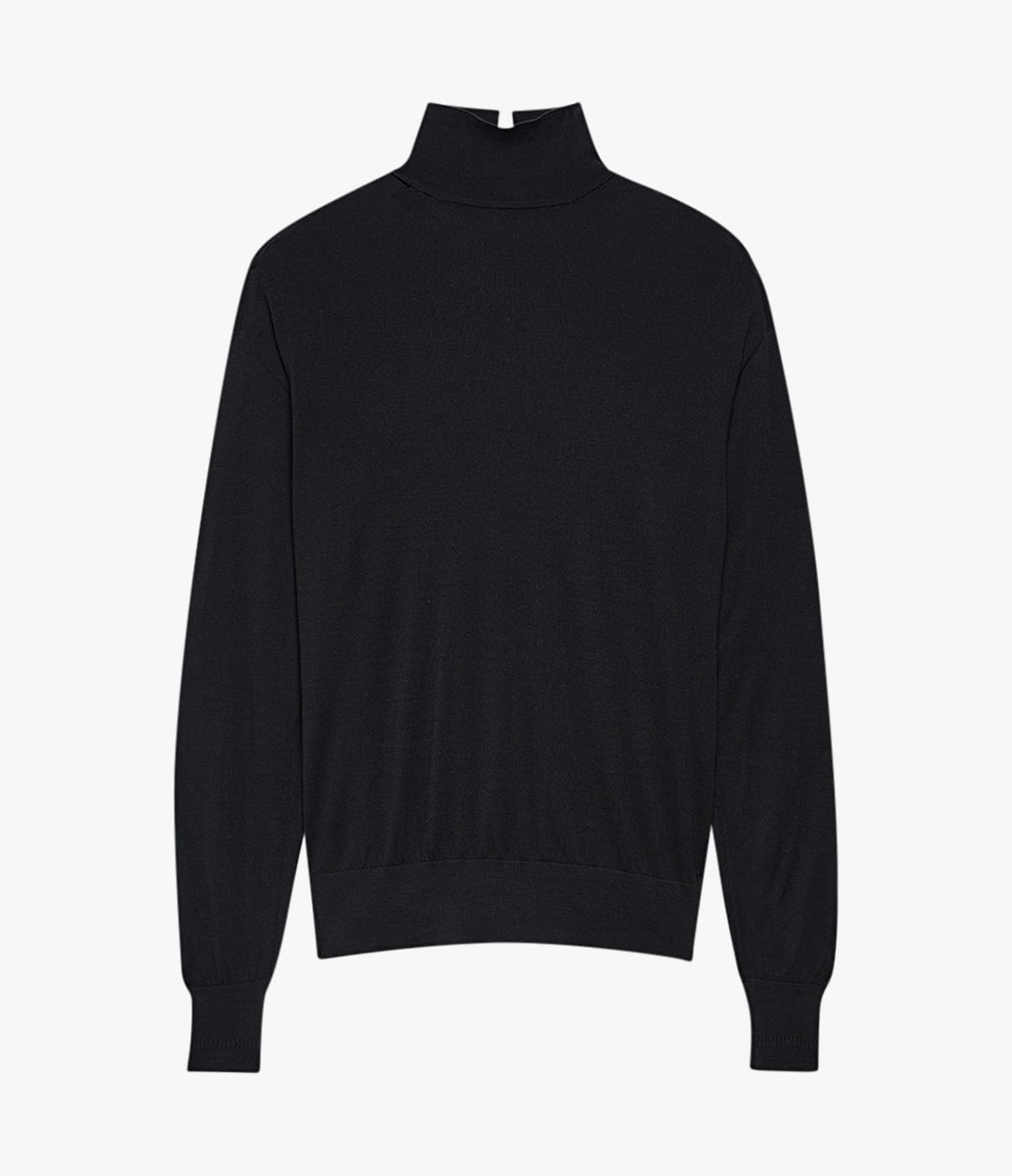 Another Tomorrow Featherweight Turtleneck in Black – Wool Women's Knitwear