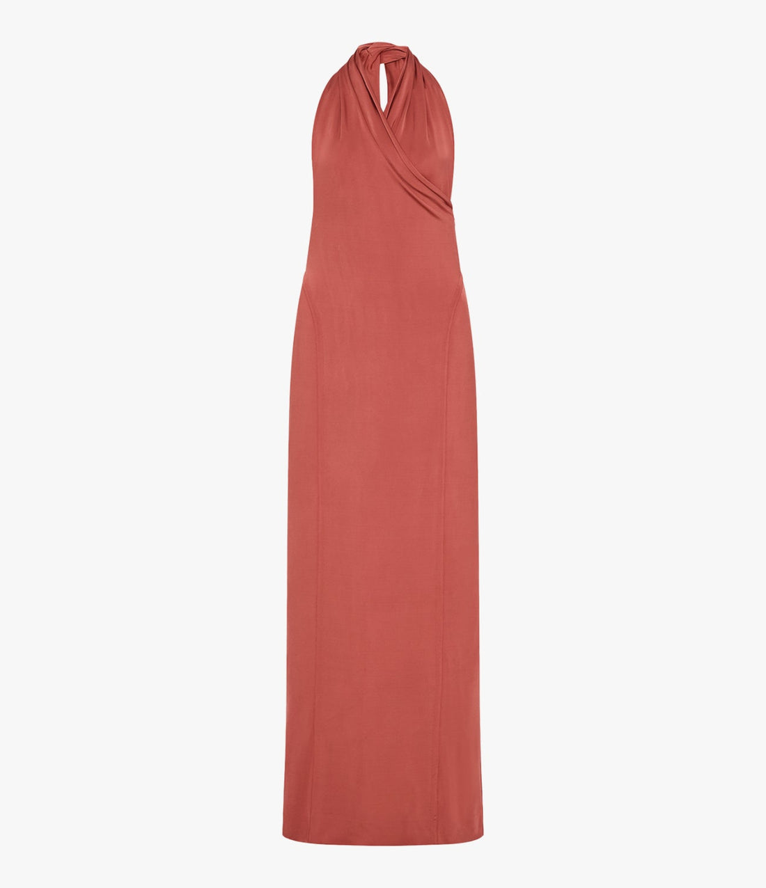 Another Tomorrow Gathered Halter Dress in Persimmon – Viscose Women's Dress