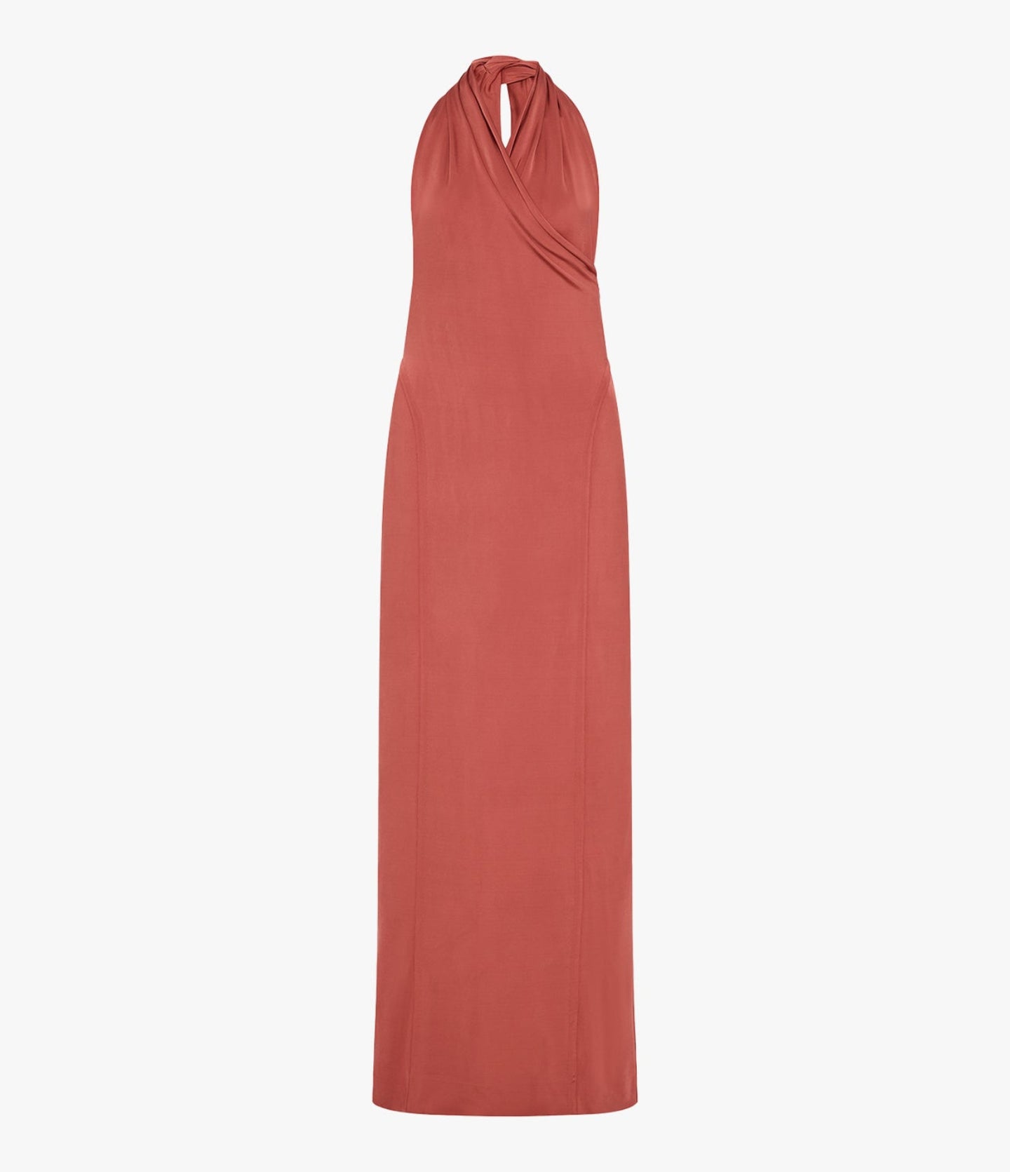 Another Tomorrow Gathered Halter Dress in Persimmon – Viscose Women's Dress