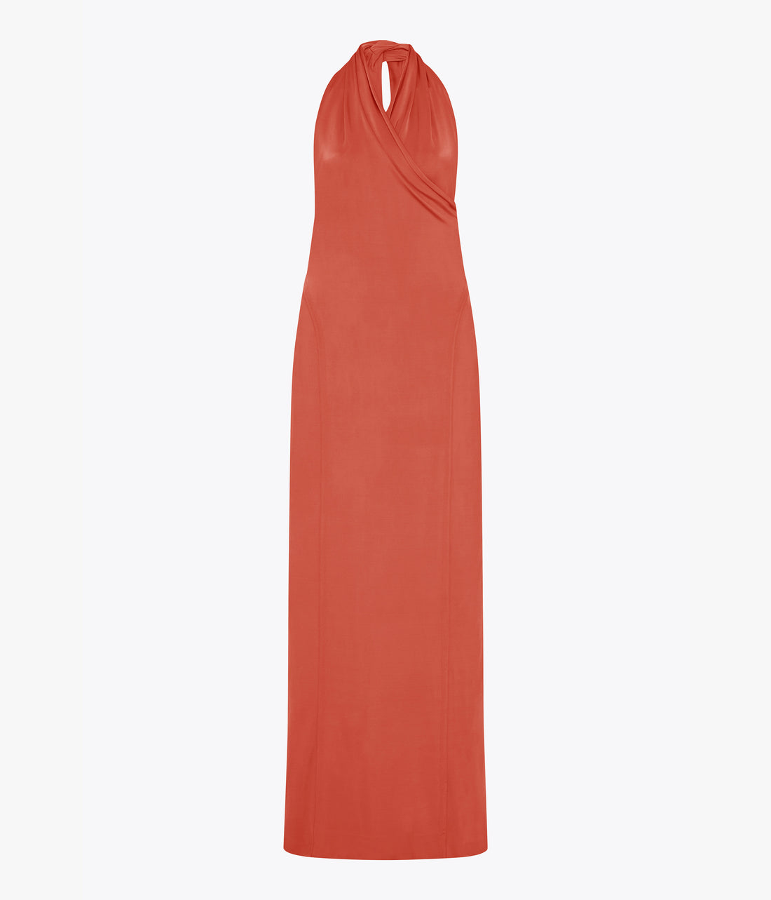 Another Tomorrow Gathered Halter Dress in Persimmon – Viscose Women's Dress