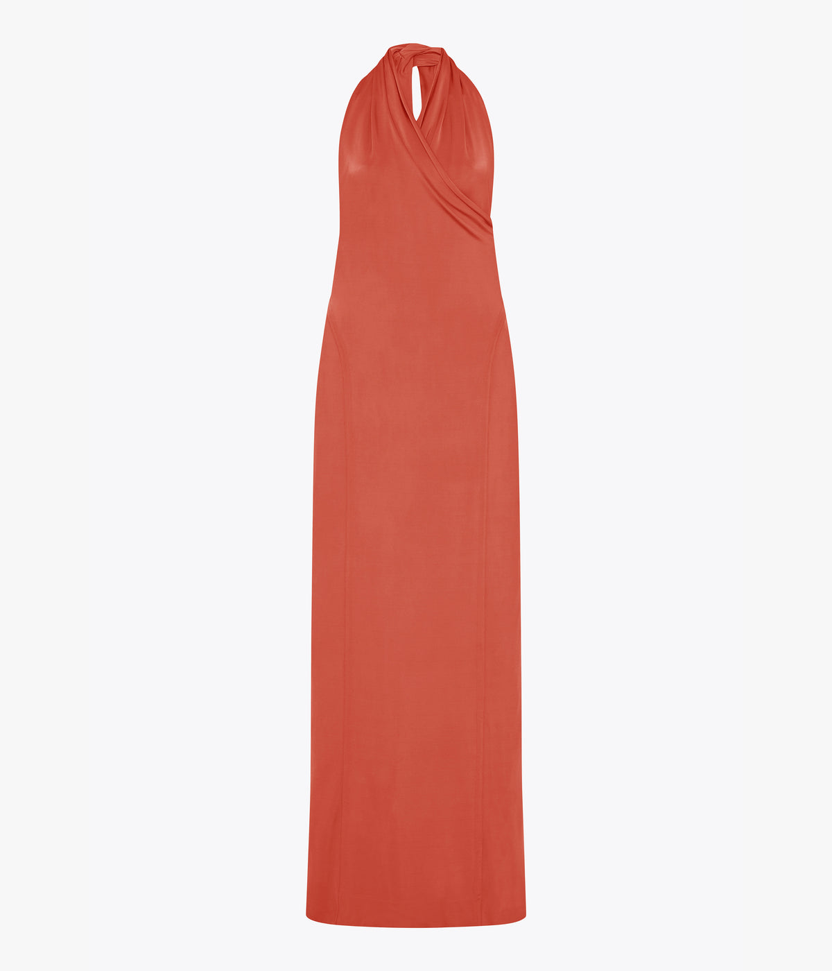 Another Tomorrow Gathered Halter Dress in Persimmon – Viscose Women's Dress