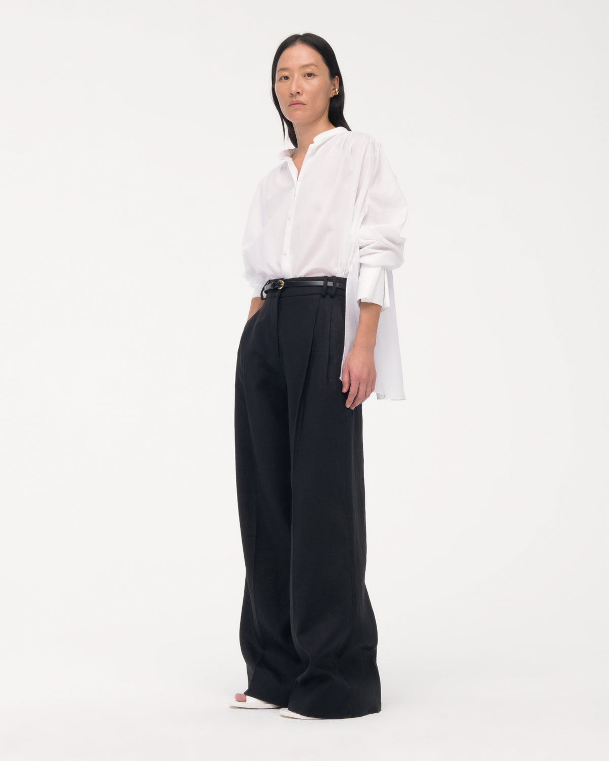Another Tomorrow Gathered Voile Blouse in Off White – Cotton Women's Top