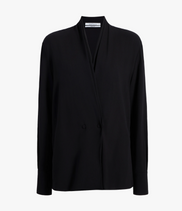 Gathered Neckline Blouse | Black