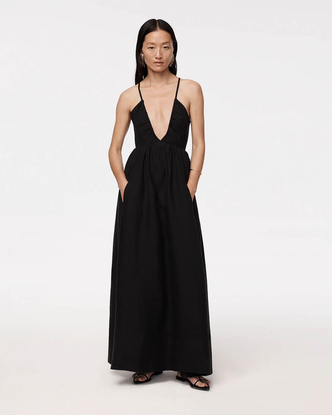 Linen Halter Dress | Black Another Tomorrow Linen Halter Dress | Black Another Tomorrow