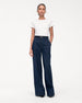 Another Tomorrow High Waisted Denim Trouser in Dark Wash – Cotton Women's Trousers