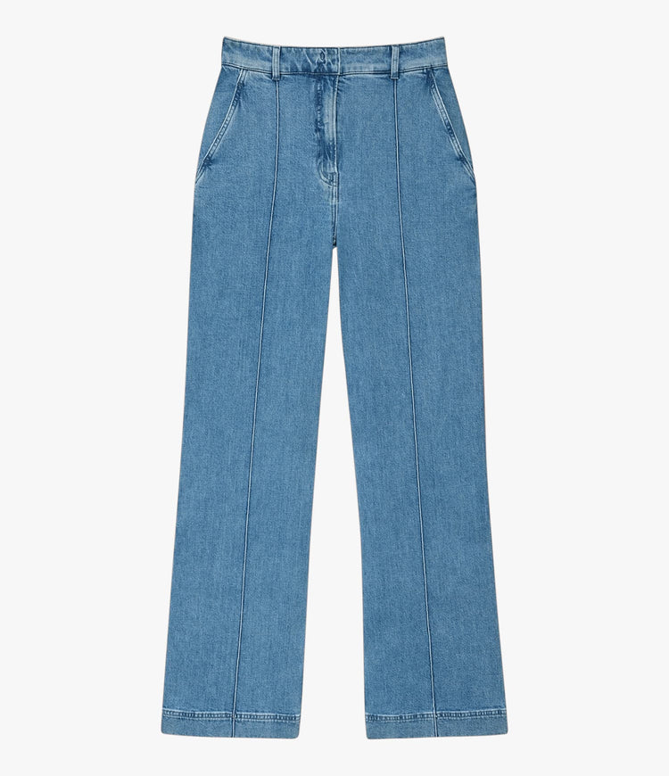 Another Tomorrow High Waisted Denim Trouser in Light Blue Wash – Denim Women's Trousers