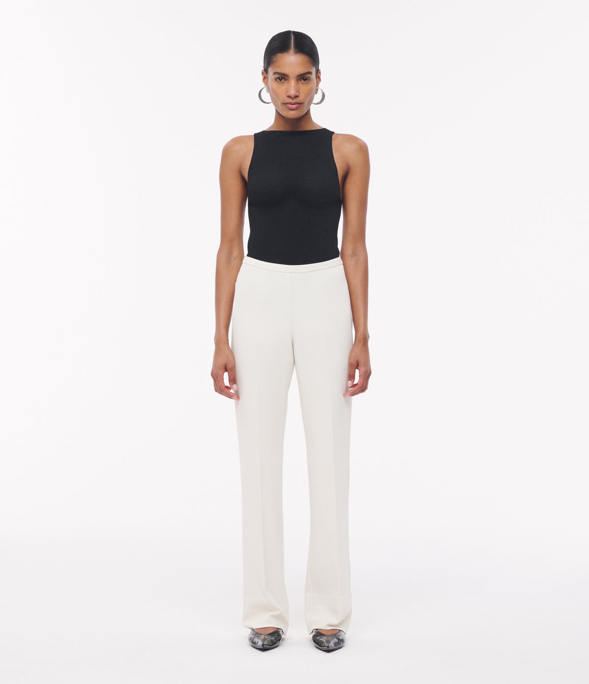 Another Tomorrow Jersey Pant in Cream – Viscose Women's Trousers