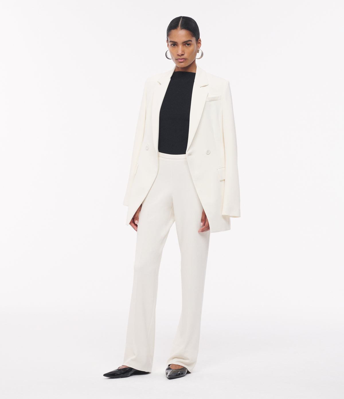 Another Tomorrow Jersey Pant in Cream – Viscose Women's Trousers