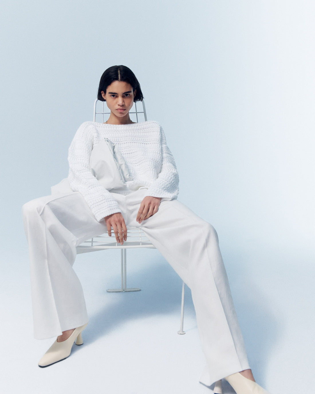 Oversized Textured Sweater - Resale | White