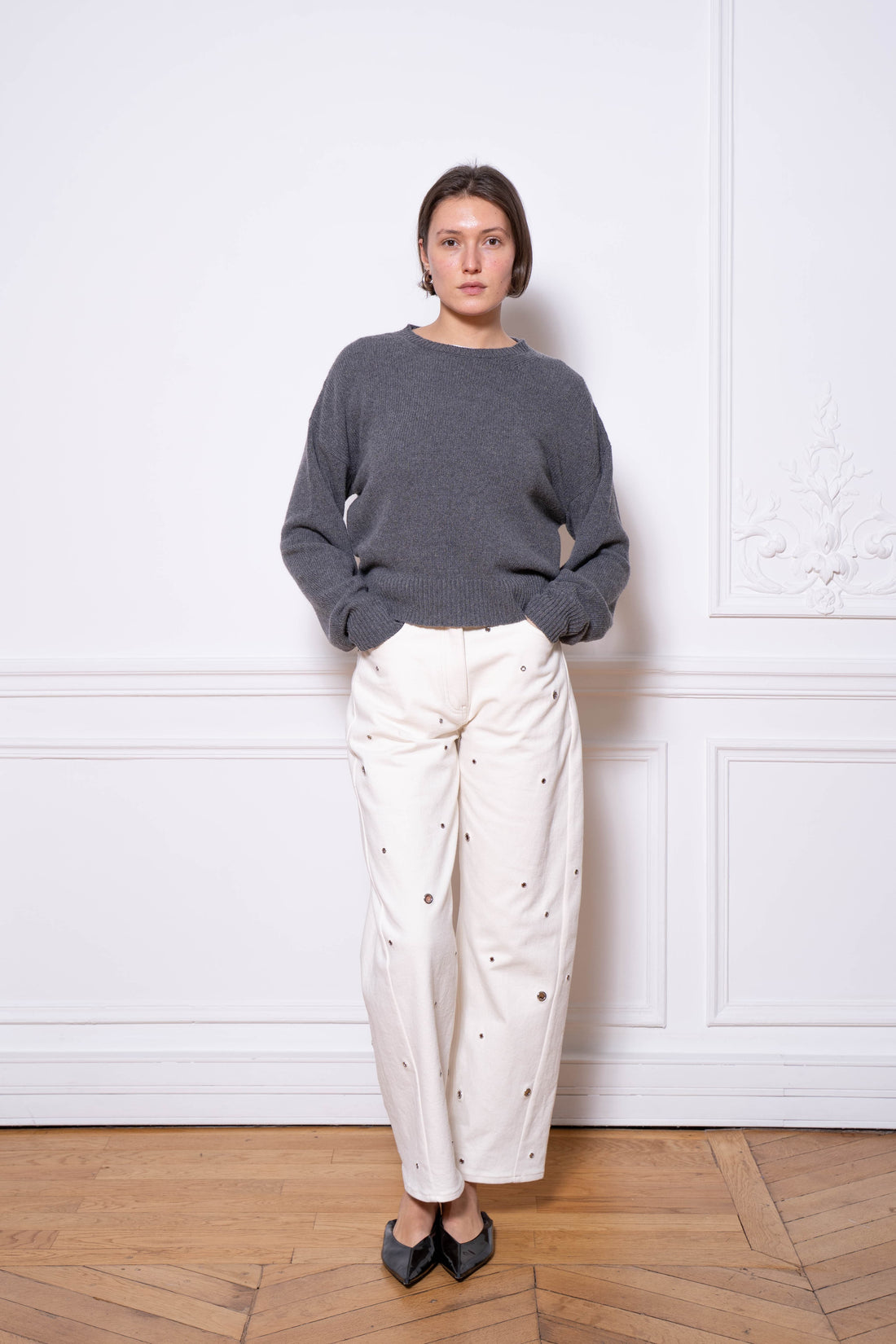 Cashmere Knit Sweatshirt | Grey Melange