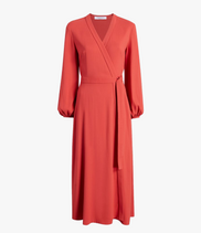 Lantern Sleeve Wrap Dress | Geranium
