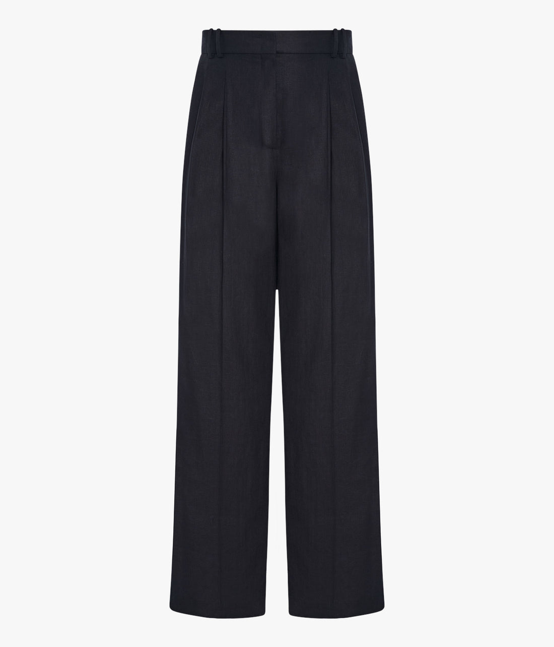 Another Tomorrow Linen Pleated Trouser in Black – Linen Women's Trousers