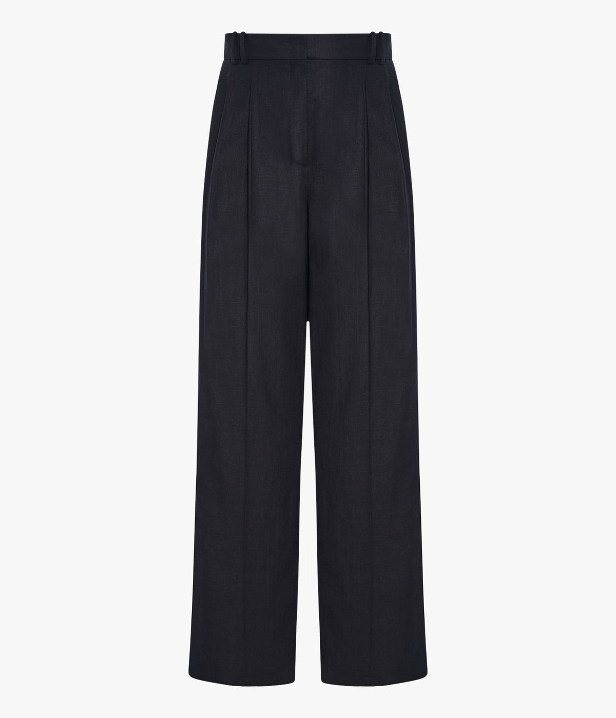 Another Tomorrow Linen Pleated Trouser in Black – Linen Women's Trousers