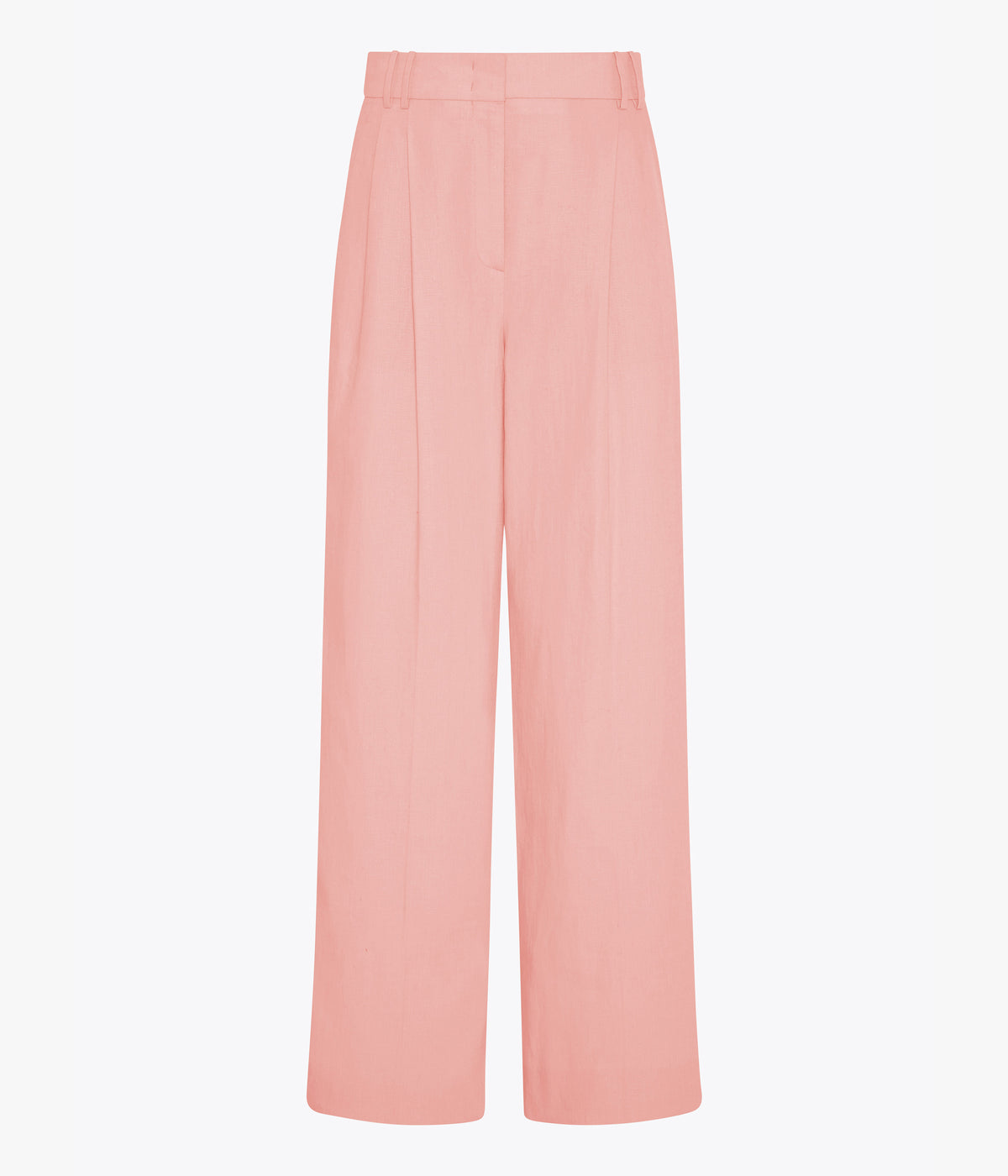 Another Tomorrow Linen Pleated Trouser in Seashell Pink – Linen Women's Trousers