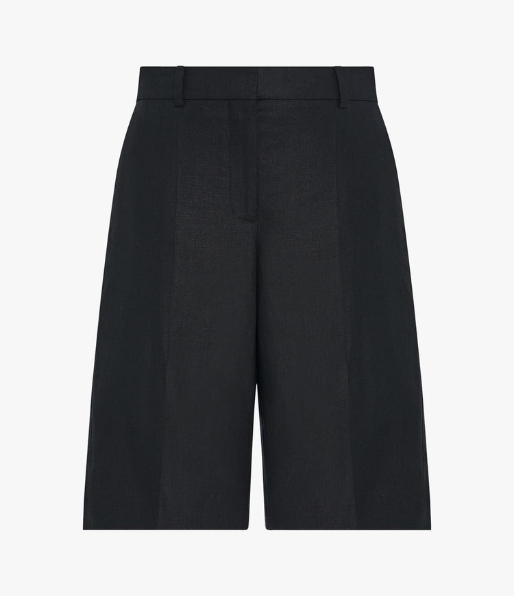 Another Tomorrow Linen Bermuda Pant in Black – Linen Women's Trousers