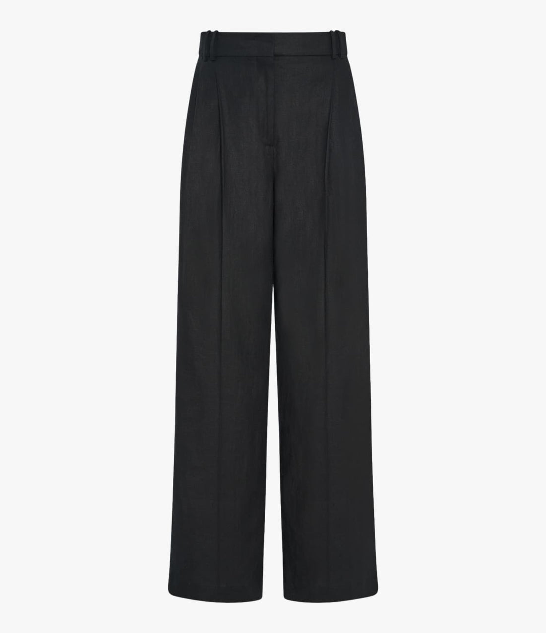 Another Tomorrow Linen Pleated Trouser in Black – Linen Women's Trousers