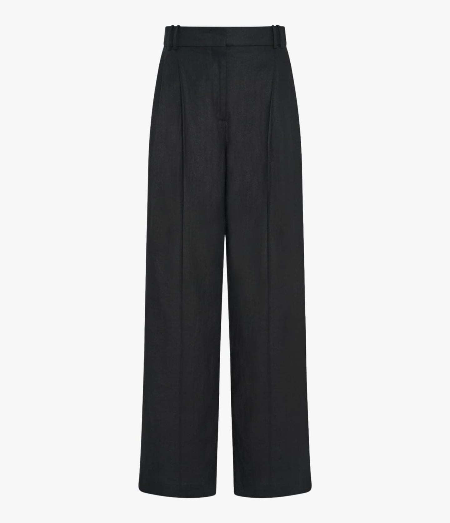 Another Tomorrow Linen Pleated Trouser in Black – Linen Women's Trousers