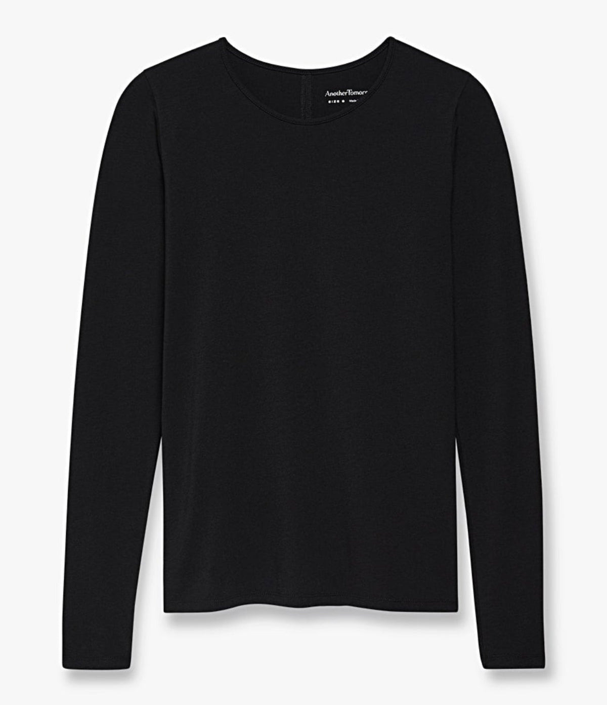 Another Tomorrow Long Sleeve Fitted Tee in Black – Cotton Women's Top
