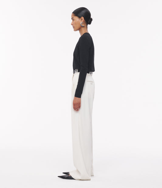 Another Tomorrow Long Sleeve Fitted Tee in Black – Cotton Women's Top