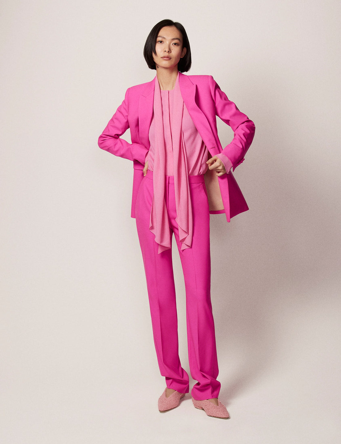 Another Tomorrow Classic Trouser in Peony – Wool Women's Trousers