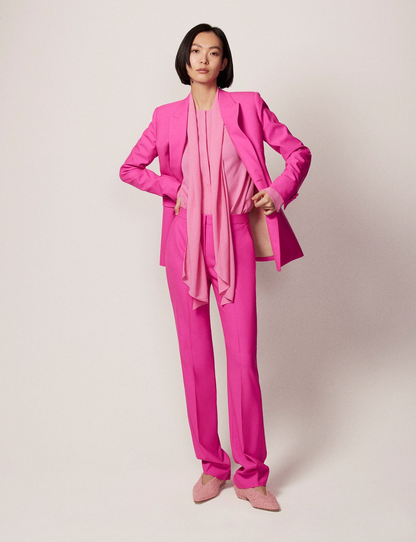 Another Tomorrow Classic Trouser in Peony – Wool Women's Trousers