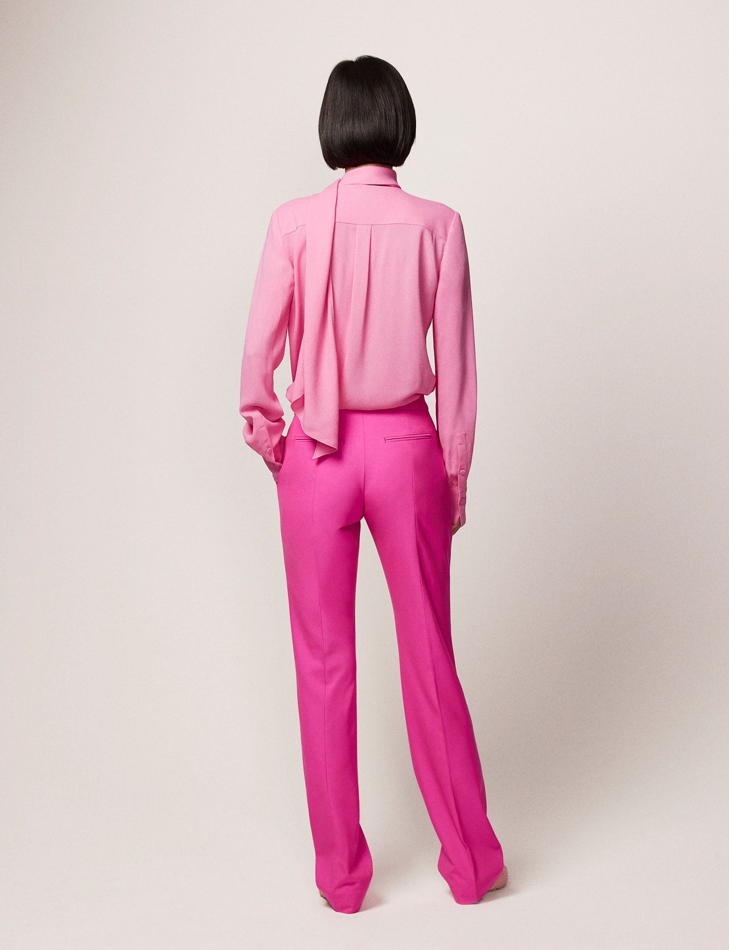 Another Tomorrow Classic Trouser in Peony – Wool Women's Trousers