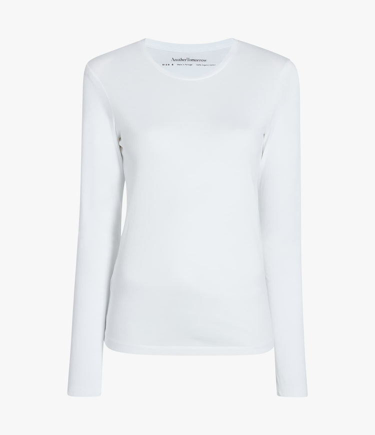 Another Tomorrow Long Sleeve T-Shirt in White – Cotton Women's Top