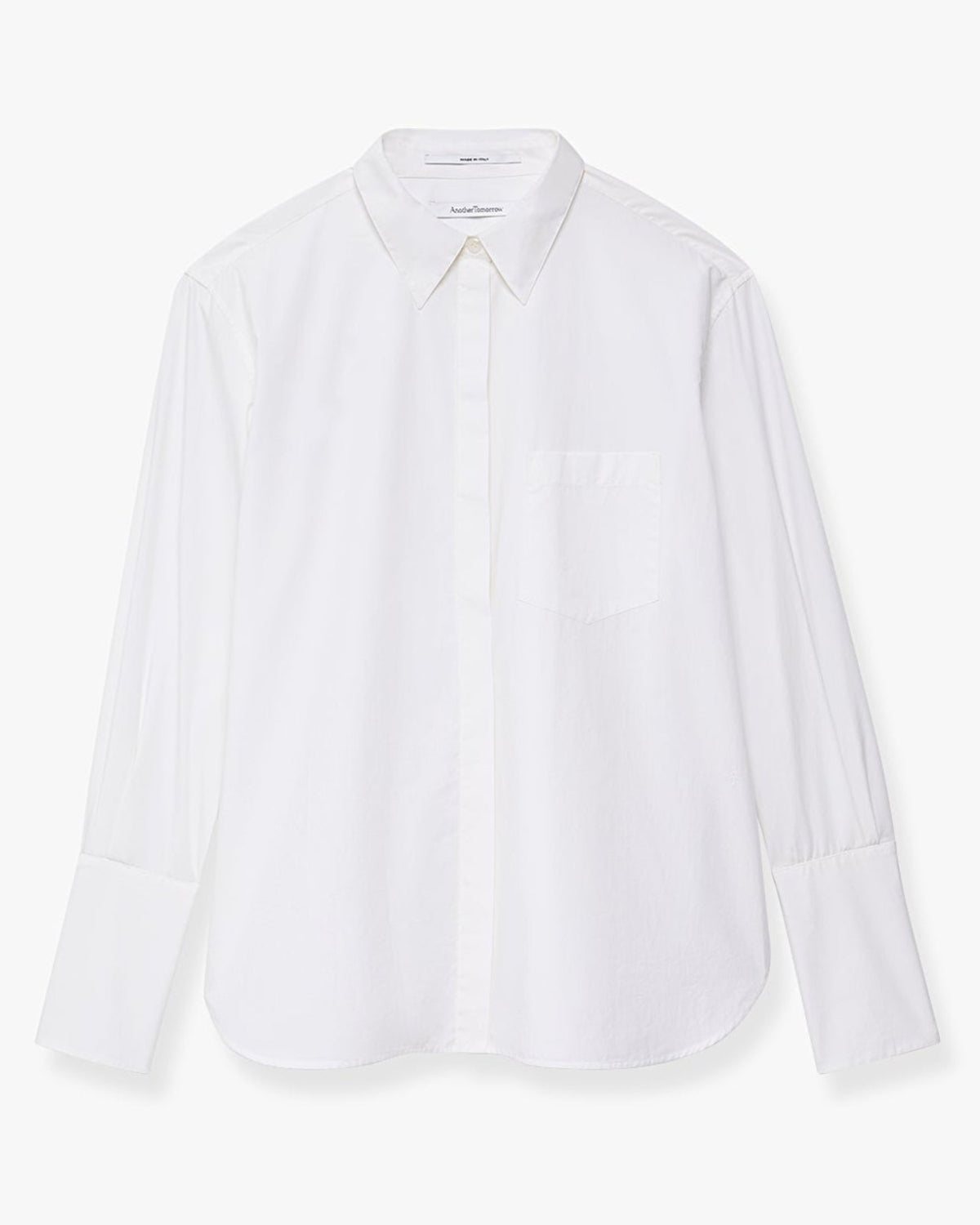 Another Tomorrow Mens Shirt With Glass Cufflinks in White – Cotton