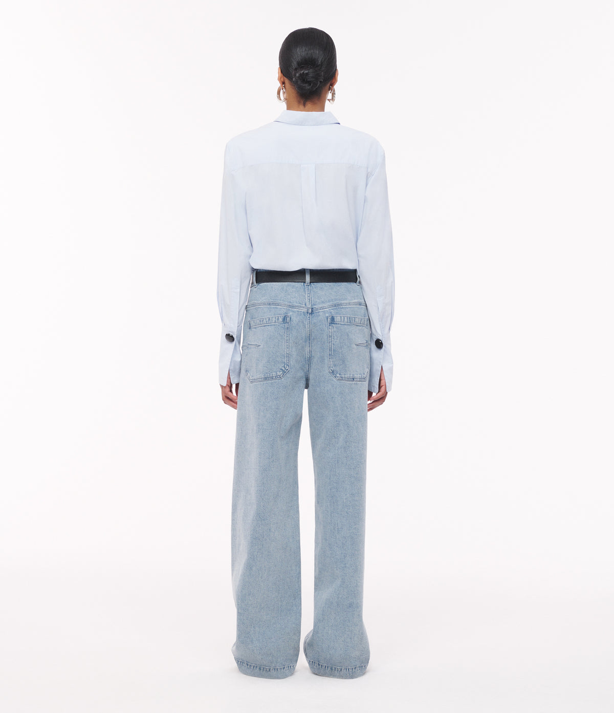 Another Tomorrow Mens Shirt With Glass Cufflinks in French Blue – Cotton