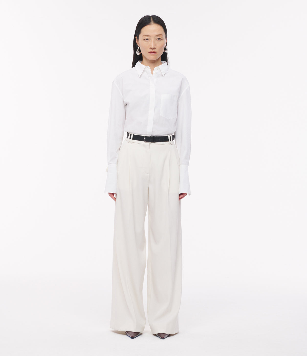 Another Tomorrow Mens Shirt With Glass Cufflinks in White – Cotton
