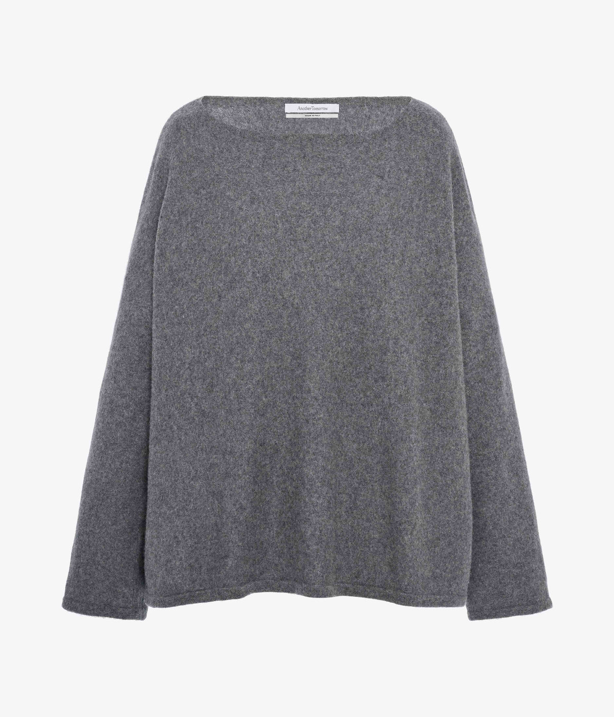Another Tomorrow Merino Draped Knit in Grey Melange – Wool Women's Knitwear