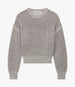 Another Tomorrow Open Knit Crewneck in Black Ecru – Cotton Women's Knitwear