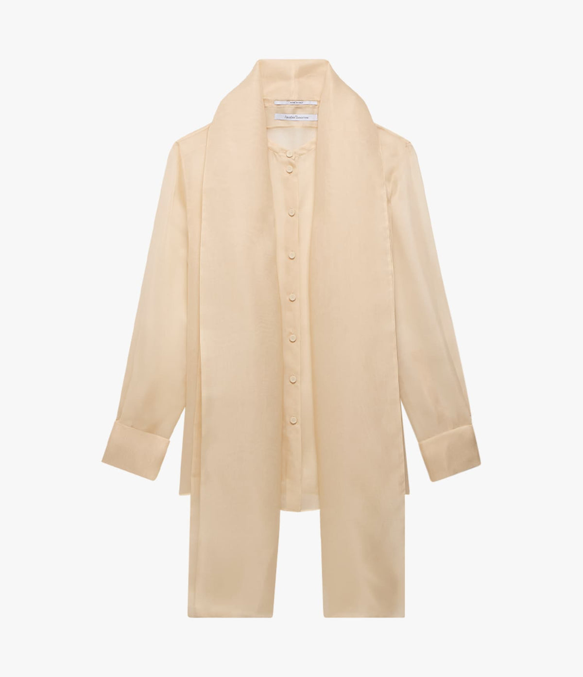 Another Tomorrow Organza Bow Blouse in Sand – Silk Women's Top