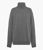 Cashmere Oversized Turtleneck | Grey Melange