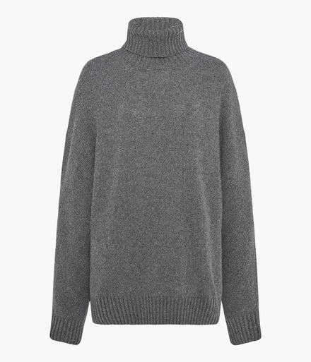 Cashmere Oversized Turtleneck | Grey Melange