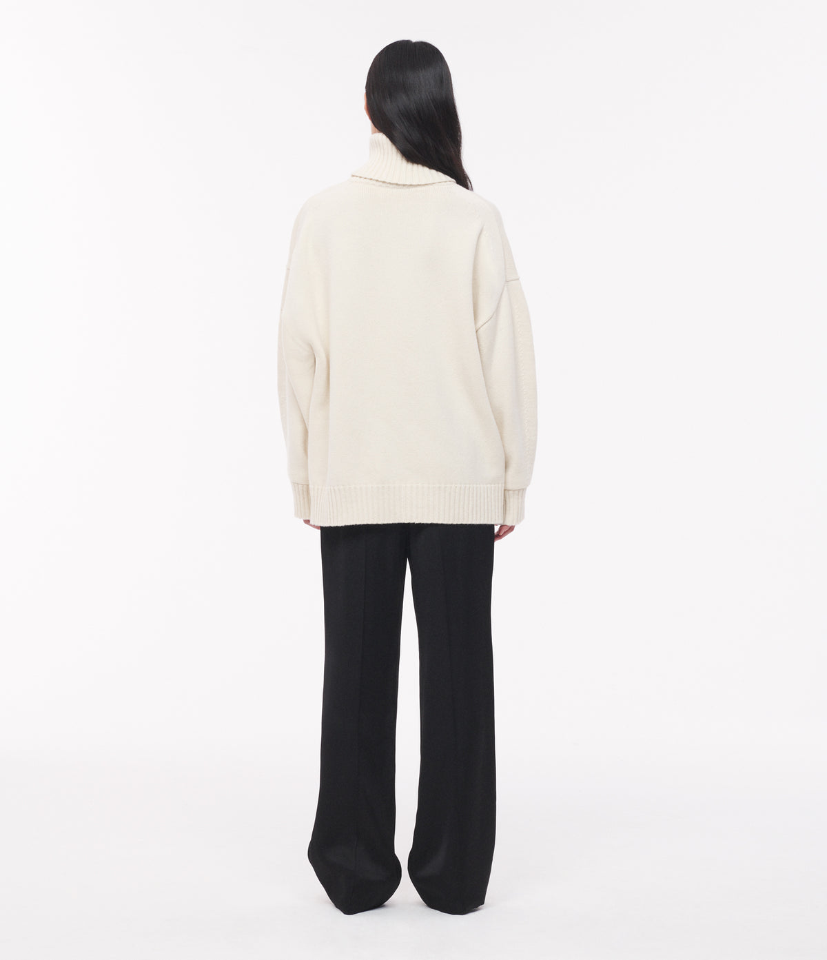 Another Tomorrow Cashmere Oversized Turtleneck in Ivory – Cashmere Women's Knitwear