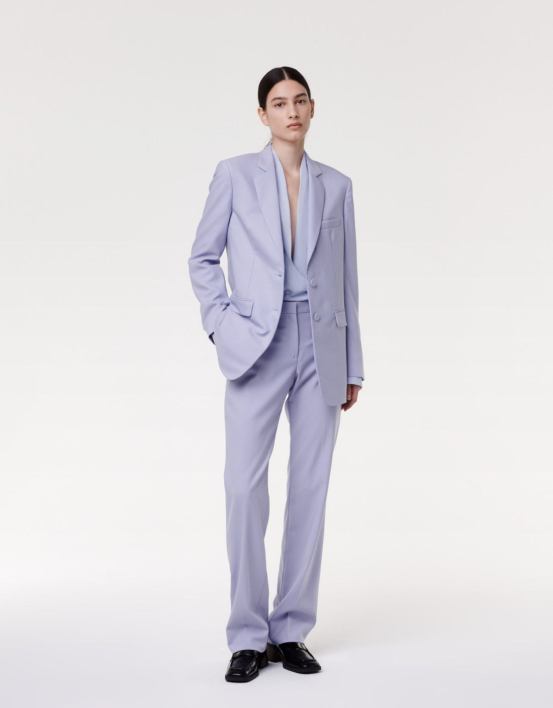 Another Tomorrow Classic Trouser in Lilac – Wool Women's Trousers