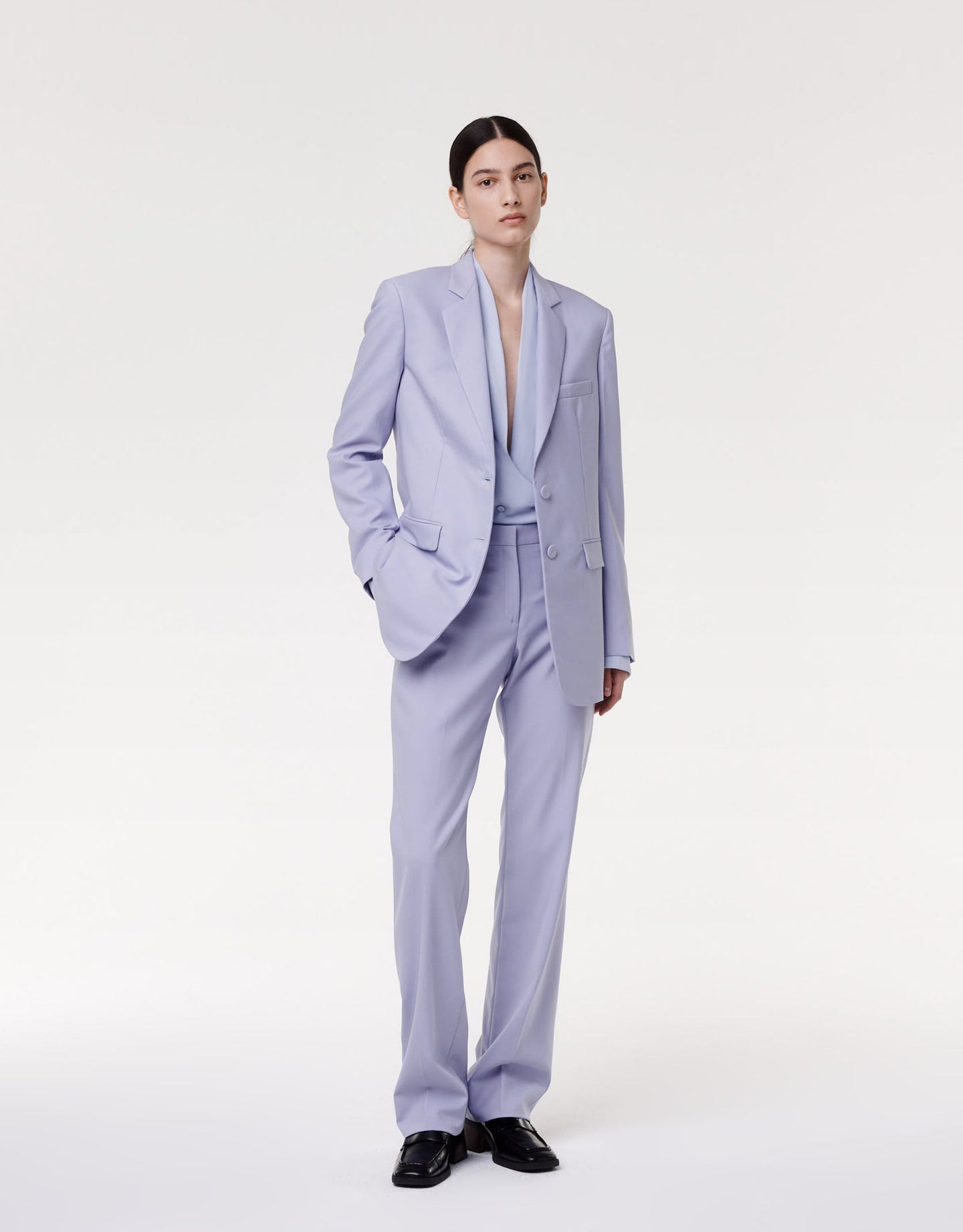 Another Tomorrow Classic Trouser in Lilac – Wool Women's Trousers