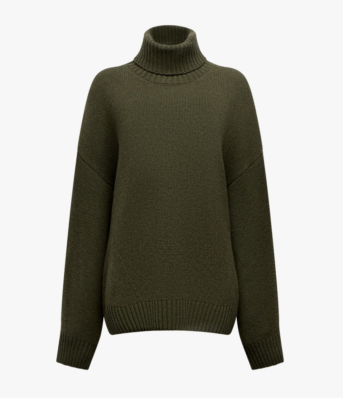 Another Tomorrow Cashmere Oversized Turtleneck in Moss – Cashmere Women's Knitwear