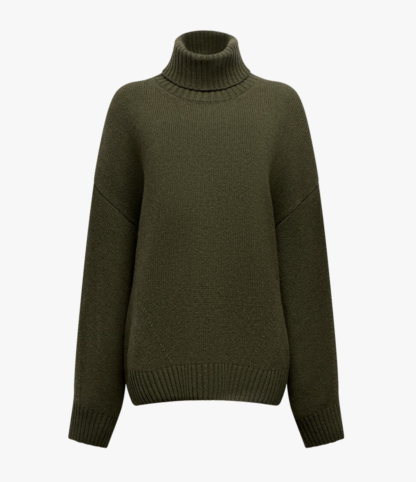 Another Tomorrow Cashmere Oversized Turtleneck in Moss – Cashmere Women's Knitwear